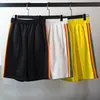 Homens shorts moda macho ginásios fitness treino praia estilista verão homens calças retas cor o lateral listra short joelho