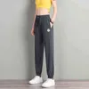 Women Soft Comfort Ice Silk Black Pants Harajuku Summer Fashion High Waist Sweatpants Loose Casual Women's Black Sports Trousers 211112