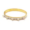 Bracelet titane acier blanc céramique cubique zircone Rivet manchette pour les femmes bal fête mariage bijoux plaqué or Melv22