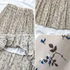 Vintage imprimé floral A-ligne plissée jupes longues hiver femmes jupe coréenne Streetwear cordon taille élastique jupe mi-longue doublée 211120