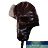 Bombowiec Kapelusze Zimowe Mężczyźni Ciepłe Rosyjski Ushanka Hat z Flap Ear Flap PU Leather Fur Trapper Cap Cap Factory Cena Ekspert Projekt Quality Najnowsze styl Oryginalny status