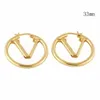 Europe America Fashion Style Stud Earrings Lady Women GoldSilverColour Hardware Engraved V Initials Hollow Out Hoop Earring M6424075322