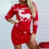 女性のためのクリスマスセータードレスカーディガン2021ファッション秋冬長袖印刷ドレスレディースミニドレス新しいセーターY1110
