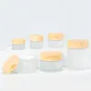 Frosted Glass Jar cream bottle Storage Boxes with imitation wooden lids 5G 10G 15G 30G 50G