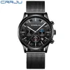 男性はCrrju Fashion Luxury Quartzの時計超薄いメッシュ日時計防水女性スリムドレス腕時計erkek kol saati 210517