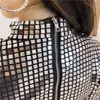 Black Stand Collar Long Sleeve Bodycon Sheath Mini Dress Bling Solid Sexy Sequined D0912 210514