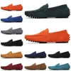 2022 Löpskor Jogging Casual New Selling Black Pink Blue Grey Orange Greens Brown Mens Slip On LazyLeather Peas