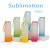 Sublimatie mok waterfles 500 ml mat glazen water flessen gradiënt blanco tumbler drink ware cups gradiënt kleur fy5084