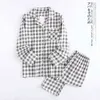 Printemps Automne Automne Hiver Vêtements Ensembles Pour Garçons Filles 2 Pièces Manteau Style Coton Pyjama Plaid Homewear Loungewear 211130