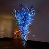 Lampe à suspension moderne Grand lustre en verre soufflé à la main bleu Ampoule LED Chihuly Luxe Long Escalier Salon Loft Art Décoration 60 ou 64 pouces