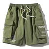 Single Road Mens Cargo Shorts Summer Orange Side Pockets Hip Hop Japanese Streetwear Harajuku Male Pants For 210629