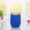 Gobelet à vin de 12 oz, 14 Styles, tasse isolée en verre en acier inoxydable, couleur unie, Double paroi, tasse à bière et à café T500932