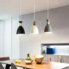 Nodic Wood Pendant Lamp E27 Aluminum Hanging Lights Restaurant Cafe Bar Multiple Colorful Hanglamp Kitchen Hanging Lamps