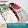 Garemay calça de linho de algodão para mulheres calças soltas casuais cor sólida mulheres calças harem plus size capri mulheres verão q0801