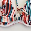 Sexy Full Stripe Fashion Swimwear Bikini For Women Letter Swimsuit Bandage Bikinis Bathing Suit S-XL