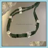 Necklaces & Pendants Jewelry Chains Ins Cold Retro Mix And Match Style Necklace Female Anti-Jade Texture Green Tourmaline Stone Clavicle Cha