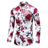 가을 패션 남성 셔츠 캐주얼 긴 슬리브 버튼 셔츠 남성용 장미 인쇄 꽃 셔츠 남성 플러스 크기 5xl 6xl 7xl