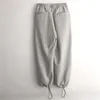Pantalons pour hommes jambe large marque de marée à neuf points grande taille cordon de serrage réglable fermeture de Tube droit pantalons de survêtement à jambes amples