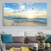 Modern Sea Wave Beach Sunset Canvas Måla natur Seascape -affischer och tryck väggkonstbilder för vardagsrumsdekoration286d