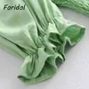 Foridol Bowknot Bodycon Green Summer Dress Short Sleeve Boho Beach Short Mini Dress Ruffle Women New Clothing 210415