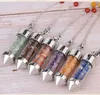 Glass Mini wishing bottle Pendant Seven Chakra Divination Dowsing Cone Point Pendulum Yoga Pendants Amulet Wicca Pendulo Meditation for Men Women