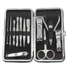 12st Manicure Set rostfritt stål Nagelklippare Pusher File Scissor pincettverktygssats