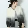 Kvinnors Fur Faux Gradient Färg Jackor Kvinnor Real Coats OuterWear 2021 Höst Vinter