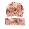 A939 Europa Moda Niemowlę Baby Florals Kapelusz z opaską z pałąkiem Bowknot Cap skrzyżowane Elastyczne Hairband 2pcs / Set