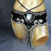 Stil Frauen Pailletten Bauchtanz Kostüm Hüfttuch Wrap Bauchtanz Gürtel mit Quaste Perlen Taille Kette