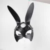 BCYQZ Conejo Sexy Bunny Girl Cosplay Fiesta de Disfraces Mujeres Negro PU BDSM Máscara de Cuero para Adultos