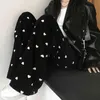 Mingliusili Harajuku Imprimir Pantalón de pierna ancha Pantalones de moda de verano Mujeres de cintura alta Streetwear Casual Pantalones negros sueltos Mujeres 211112