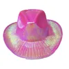 Cowgirl Hat Iridescence Glitter Party levererar Cowboy Pink Pearl Cornice Hats for Women Kids Party 20220107 T25596821