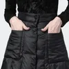 Jupes 2021 hiver épais vers le bas coton femmes noir Vintage taille haute poche décontracté chaud a-ligne élégant longue