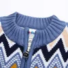 Winter Warm 2-12 Jahre Kinder Outwear Mäntel Geometrische Verdickung Plus Velet Rollkragen Pullover Jacke Für Kinder Baby Jungen 210701