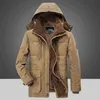 Mäns Vinterjacka Parka Mid-Length Plus Velvet Tjock Varma Multi Pocket Jackor Solid Parkas Male Coat Stor Storlek Kläder 211129