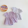 Summer Baby Girl Body Plaid Jumpsuit avec couvre-chef born Cute Style Kids Clothes E1002 210610