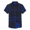 Plaid Shirt Men High Quality Silk Summer Short sleeve Casual Shirts Slim Fit Camisa Masculina Drop C748 220301