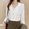 Plus Size Women Tops Stain Silk Blouse Casual Long Sleeve Shirt Elegant Shirts Fashion s and Blouses 2XL 210601