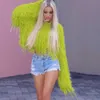 Neon Fringe Femme Crop Pull surdimensionné Pull tricoté Lady Mode Vêtements Femmes Hiver Tops Tassel Jumper Sexy Streetwear X0721