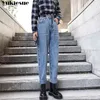 Damenjeans mit hoher Taille, Vintage-Jeans für Damen, zerrissen, lockerer Boyfriend-Jeans, Damen-Harem, Übergröße 210519