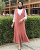 Etnische kleding Eid Mubarak 2 -delige set Vrouwen Moslimsets Abaya Dubai Turkije Abayas hijab Jurk Islam Evening Jurken Kaftan Musulman