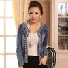 Fashion-casaco feminino Moda Donna Diamonds Denim Giacca cappotto Giacca da donna Top Slim Jeans casaco Top plus size blazer feminino 4XL H091