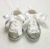 Bling born Custom for buyer handmade infant Christening bow gorgeous glitter fabulous sapatos sparkle baby first walkers 210928