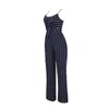 Elegant Striped Sexy Spaghetti Strap Rompers Womens Jumpsuit Sleeveless BacklessBow Casual Wide legs Jumpsuits Leotard Overalls 210607