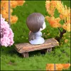 Novelty Items Decor Home Garden3Pcs Cute Wooden Chair Stool Fairy Garden Miniatures Decor Couple Bench Action Figurine Diy Micro Gnome Ter