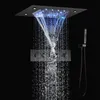 Oliegewreven brons Thermostatisch regendouchekraansysteem 14 x 20 inch LED Waterval Regenval Badkamermengkraan Set Lichaamssproeier Jet Alle functies kunnen samenwerken