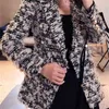 ビンテージ女性ツイードウールのジャケット秋冬長袖スリムオールブレザースーツ女性オーバーコート210608