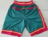 Basketshorts för män JUST DON Ficka Retro Team Stitched JustDon Hip Pop Byxa Med Fickor Dragkedja Träningsbyxor Andas Mode Toppkvalitet Man Storlek S-XXXL