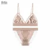 Vintage Fluwelen Vrouwen Ondergoed Set Sexy Kant Ultra-Thin BH Set Hoge Kwaliteit Driehoek Cup Push Up XL Plus Size Frans Bralette X0526