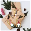 Świąteczne dekoracje świąteczne imprezowe dostawy ogrodowe Kraft Papier Tagi styl Drukowane Etykiety Dekoracyjne Santa Claus Retro Cartoon Drop D